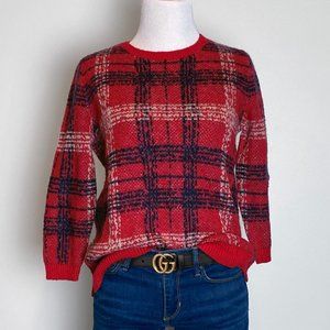 Ann Taylor Red and Black Plaid Sweater